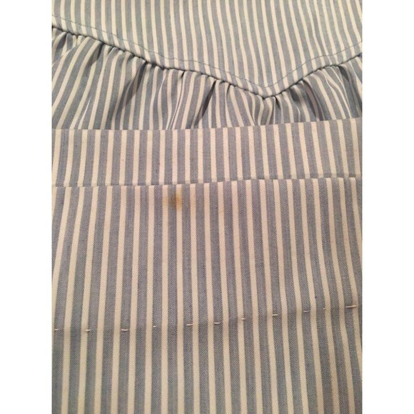Vintage 1980s Striped Shift Dress Blue Nightgown Style Nautical | W 40" - Picture 6 of 6